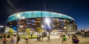 Optus Stadium at night