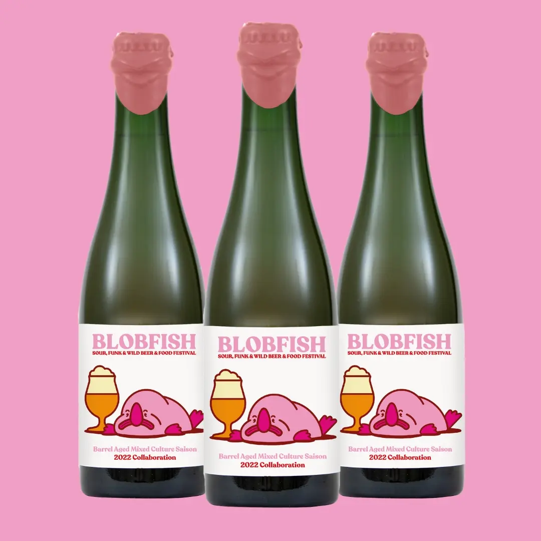 Three bottles of Hop Nation's Blobfish 2022 collaboration saison