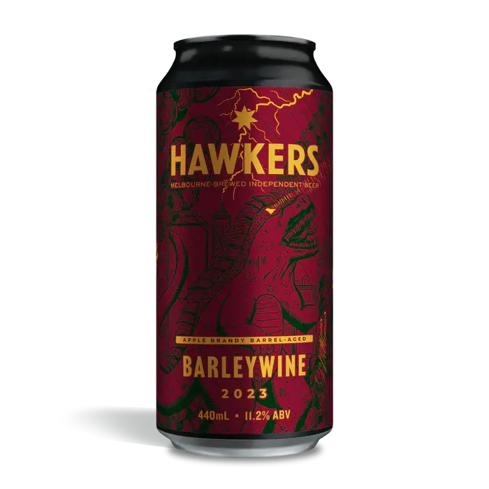 Can of Apple Brandy Barrel Aged Barleywine by Hawkers Beer