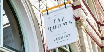 Sign above door of Endeavour Tap Rooms
