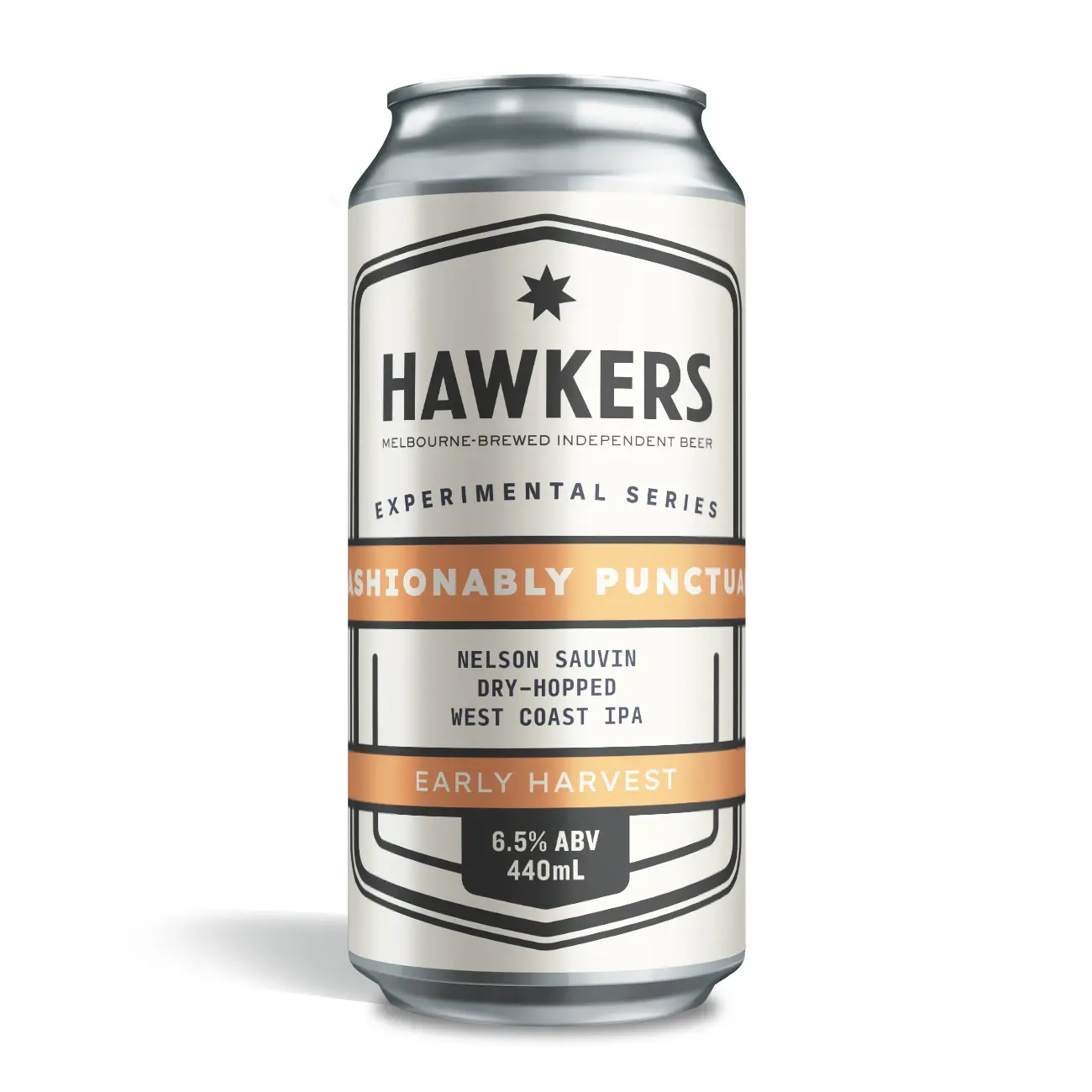 Can of Fashionably Punctual Early Harvest by Hawkers Beer