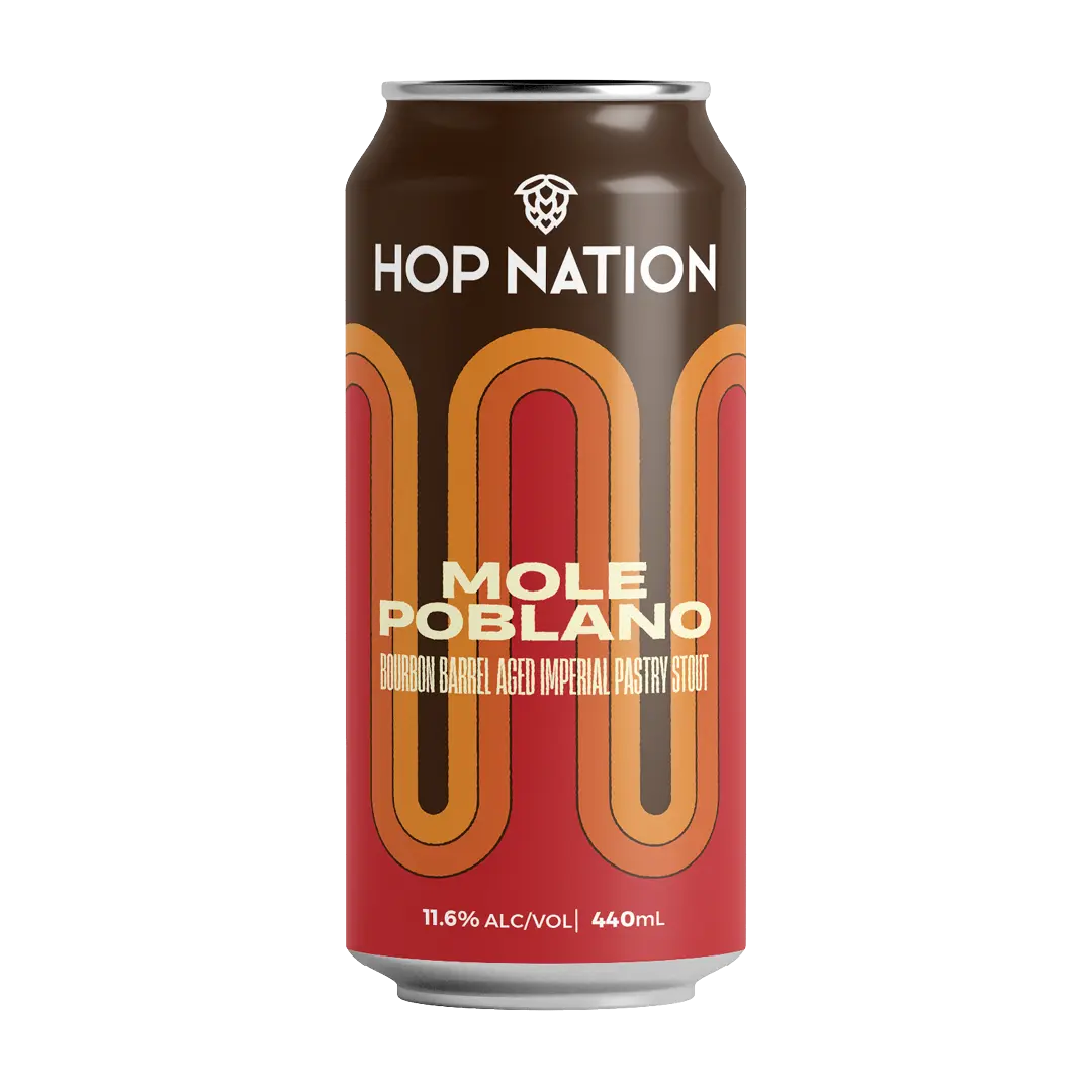 Can of Mole Poblano, a Bourbon Barrel Aged Imperial Pastry Stout by Hop Nation Brewing Co