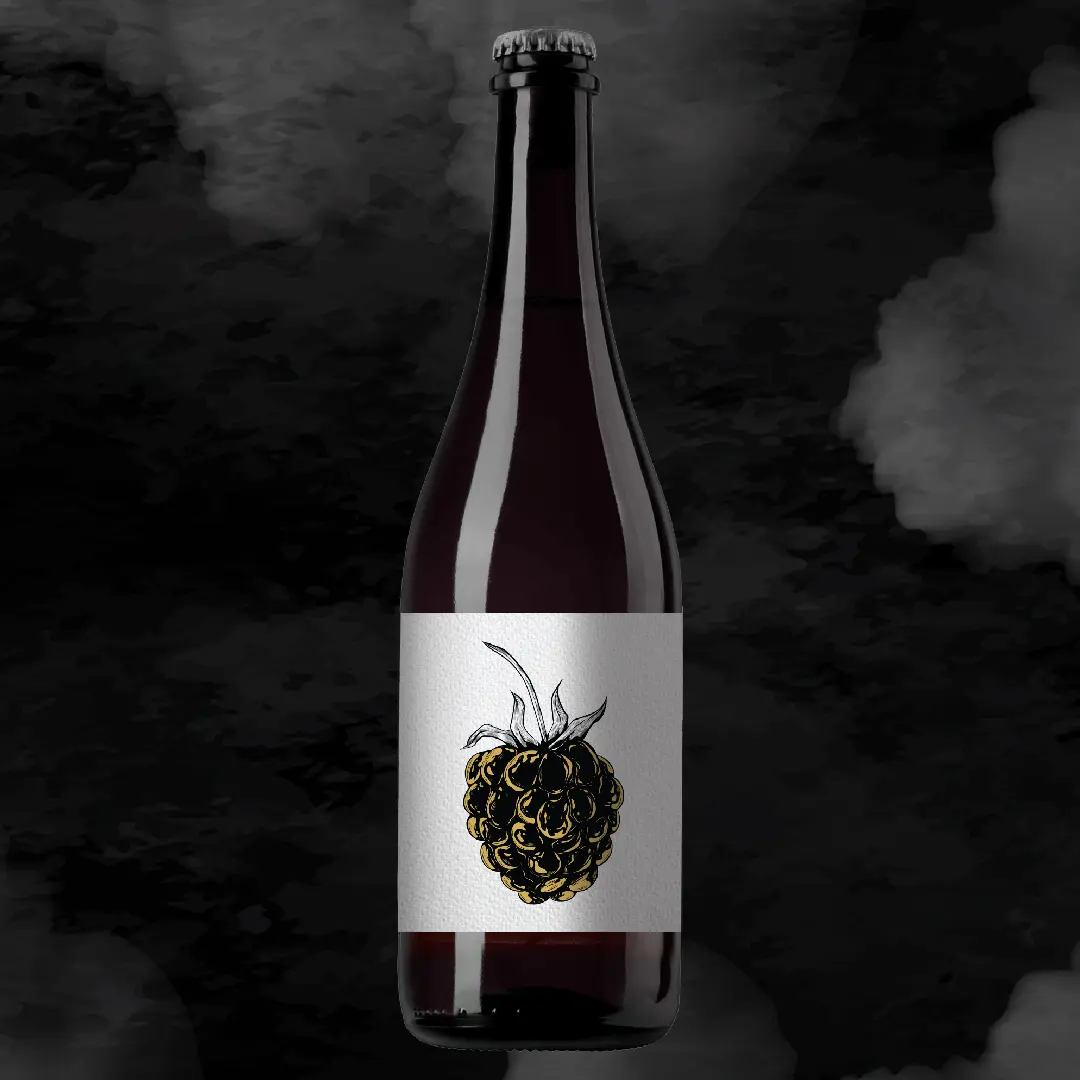 Bottle of Rocky Ridge's barrel-aged beer called 'Raspberry Sour'