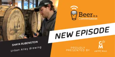 Beer is a Conversation banner with a photo of Shaya Rubenstein from Urban Alley Brewing