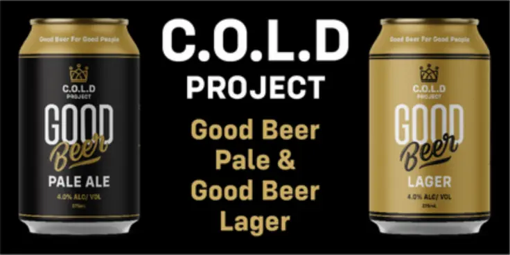 All Inn Brewing C.O.L.D Project banner with two cans of beer
